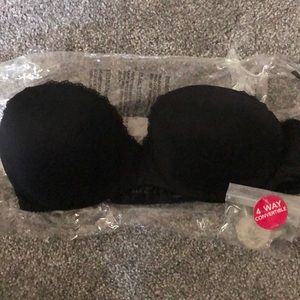 Lily of France black strapless bra 34A